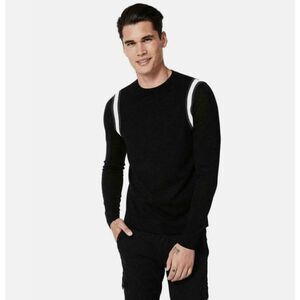 Good Man Brand Extra Fine Merino Wool Sweater Black White Light Size Medium